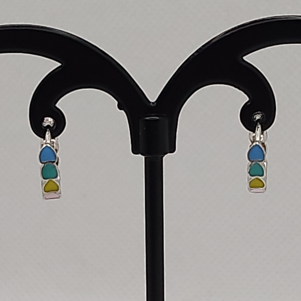 Rainbow heart hoop earrings‎ (NWOT) - Picture 2 of 8